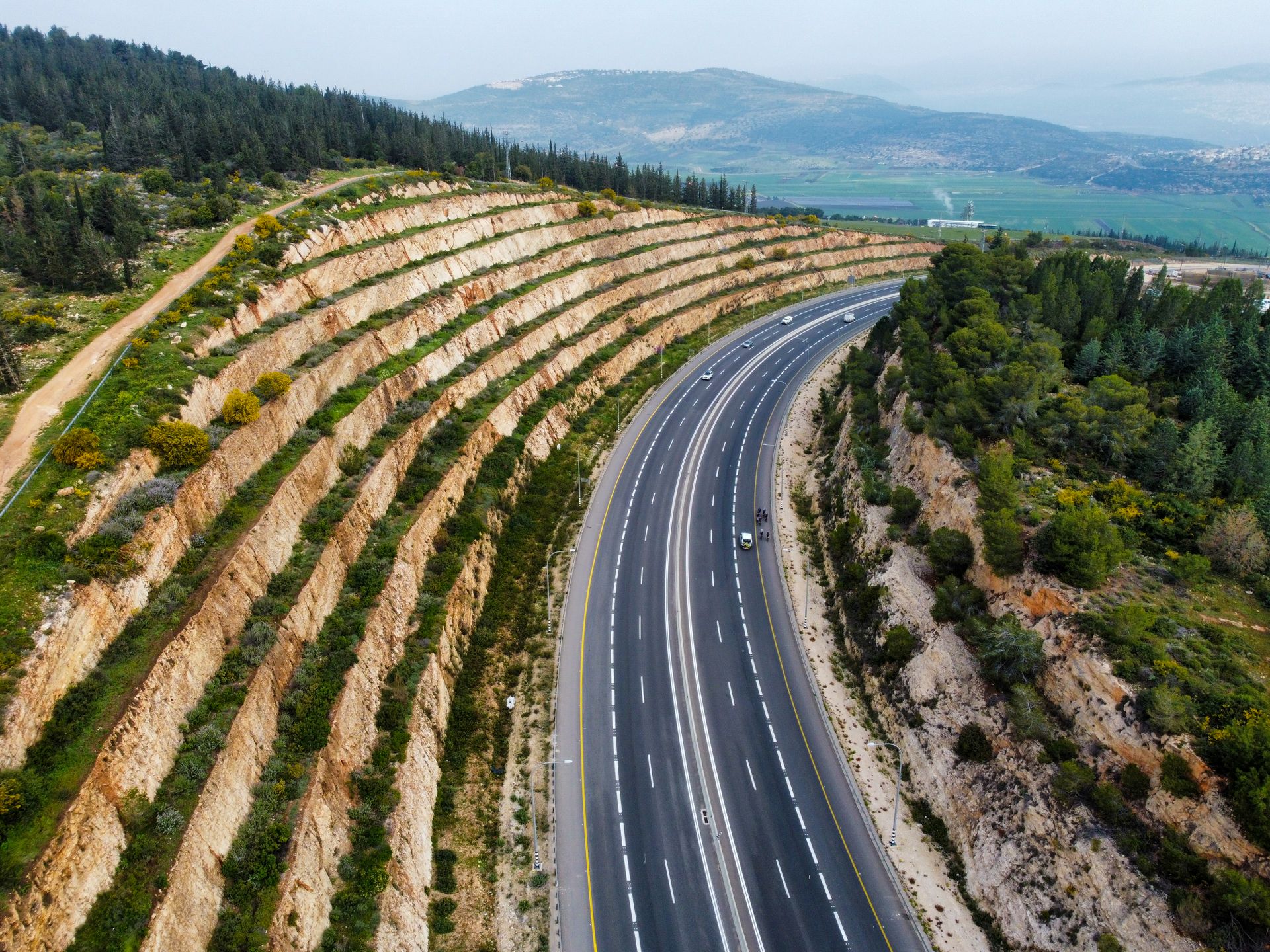 Interstate highway route from above